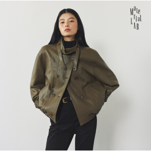 머티리얼랩 26FW FAUX레더 멜로우 트렌치 자켓