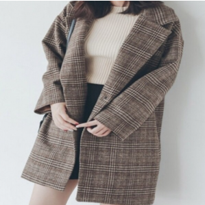 간절기 가을 초겨울 원버튼 체크 자켓 DO2923
