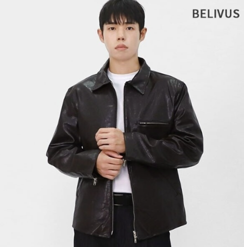 빌리버스 남성 가을 아우터 환절기 가죽점퍼 데일리 스포츠 라이딩 유광 레더 자켓 BLBT002